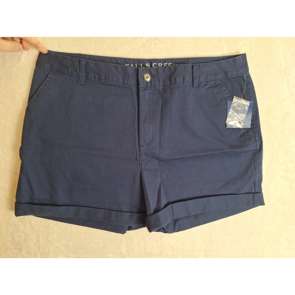 Women's 14 Twill Shorts Navy Blue Falls Creek NWT Cotton Stretch Pockets 36x6